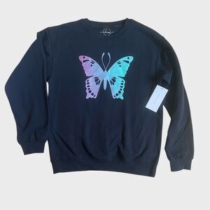 NWT Urban Outfitters Hi Res Butterfly Sweatshirt Women's Size S Black Oversized